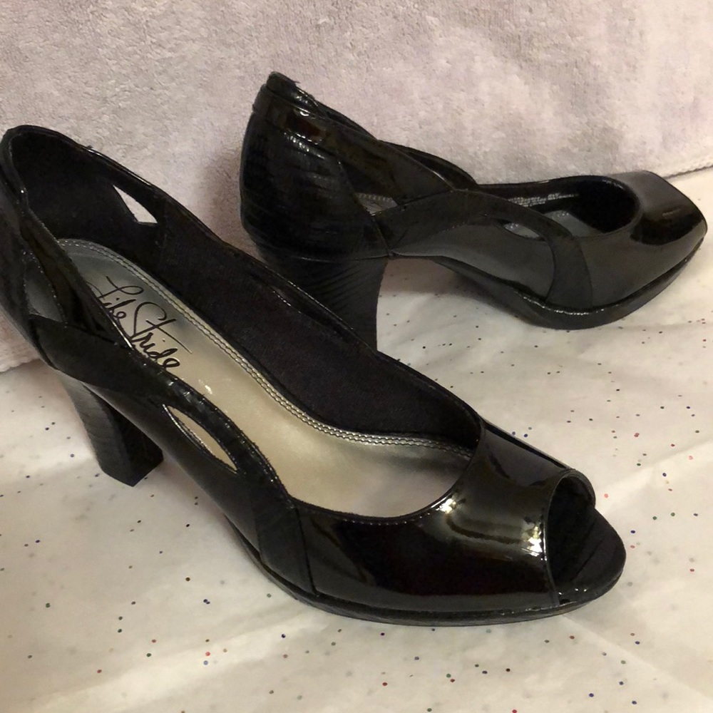 Black Lifestride Chunky Heels.  8 wide.